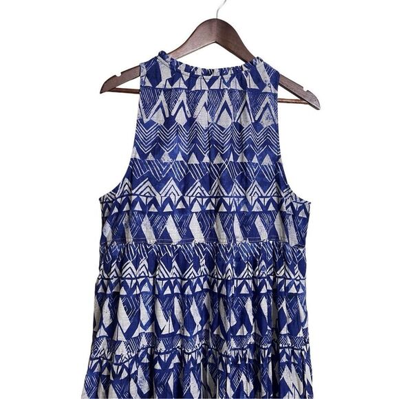 Anthropologie Diaz Tiered Maxi Dress Blue Abstract Womans Large - Picture 9 of 16